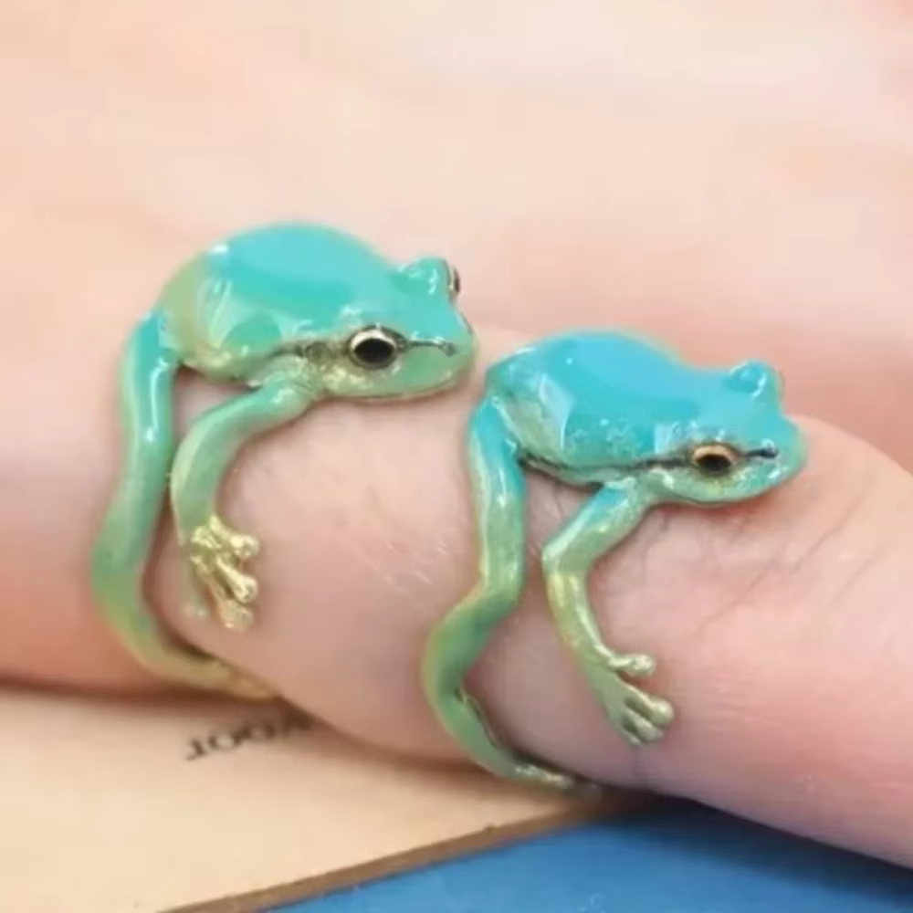 Mini bague grenouille arbre vert