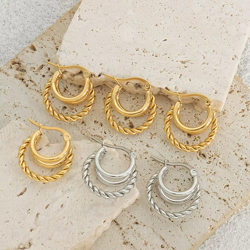 Boucles d'oreilles créoles anti-allergie pour femmes