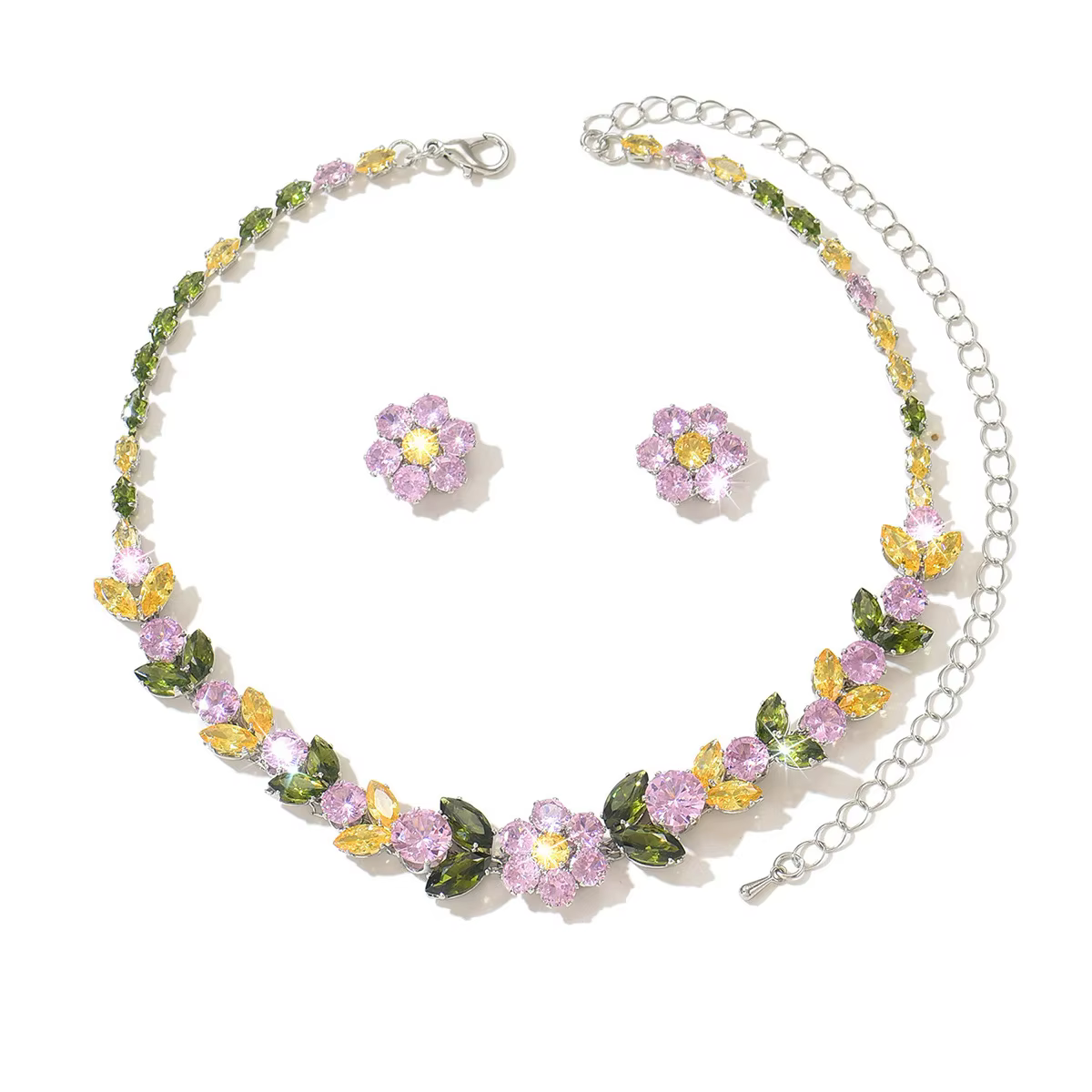 Nouvel ensemble boucles d'oreilles et collier floraux 2026 pour femme