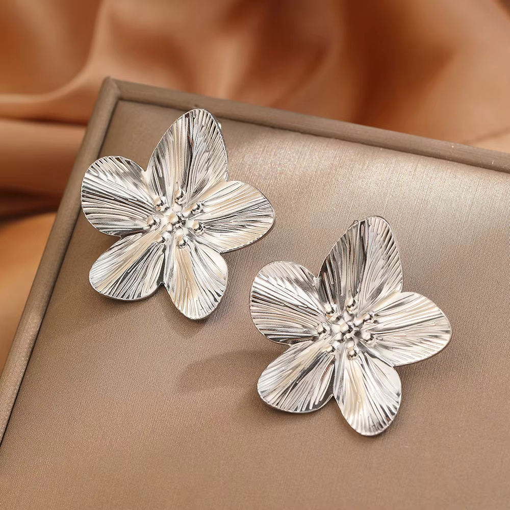 Boucles d'oreilles à fleurs en acier inoxydable pour femmes et filles