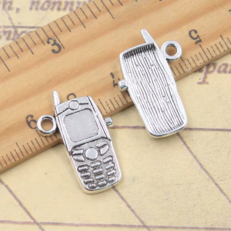10 pièces breloques téléphone portable 24x15mm Antique couleur argent pendentifs faisant bricolage à la main tibétain trouver des bijoux