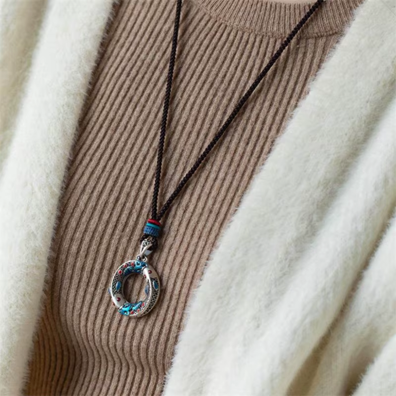 Collier Koi en émail de style ethnique pour femmes