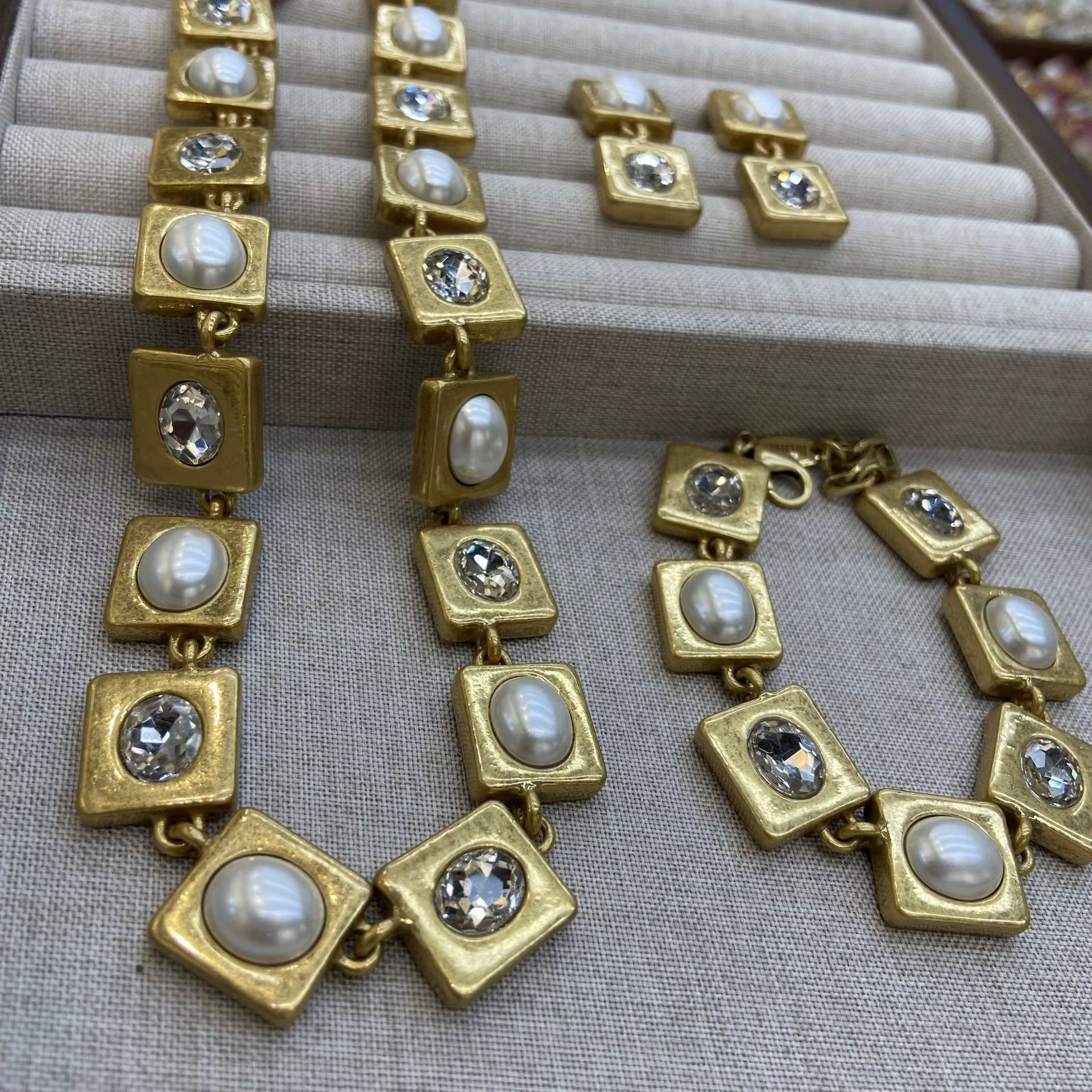 Collier de perles diamant vintage pour femme