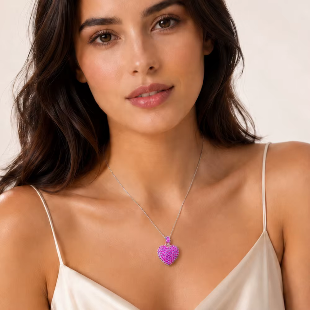 Pendentif rouge CZ coeur printemps marque mode Bijoux romantiques Style européen