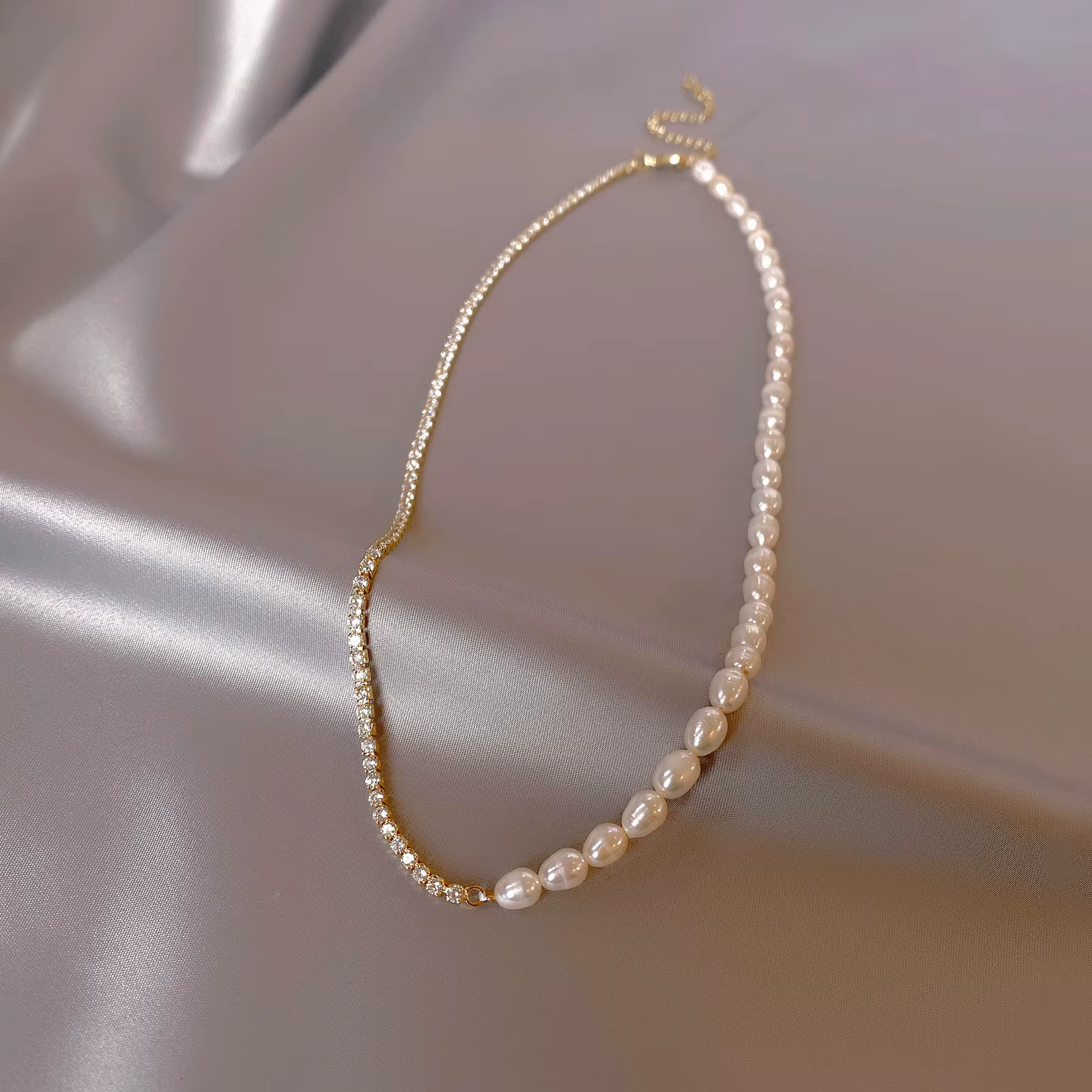 Meilleure vente 100% perle d'eau douce naturelle et étoile de cristal brillant 14K or rempli femme épissure collier bijoux pour femmes chaînes