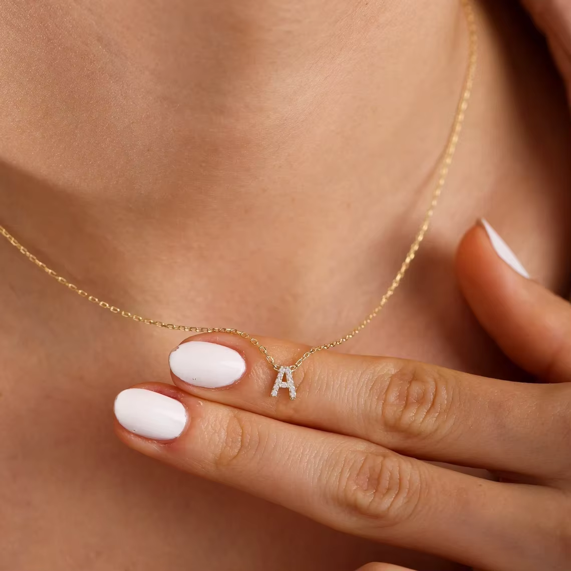 Mini collier ras du cou avec lettres en Zircon pour femmes