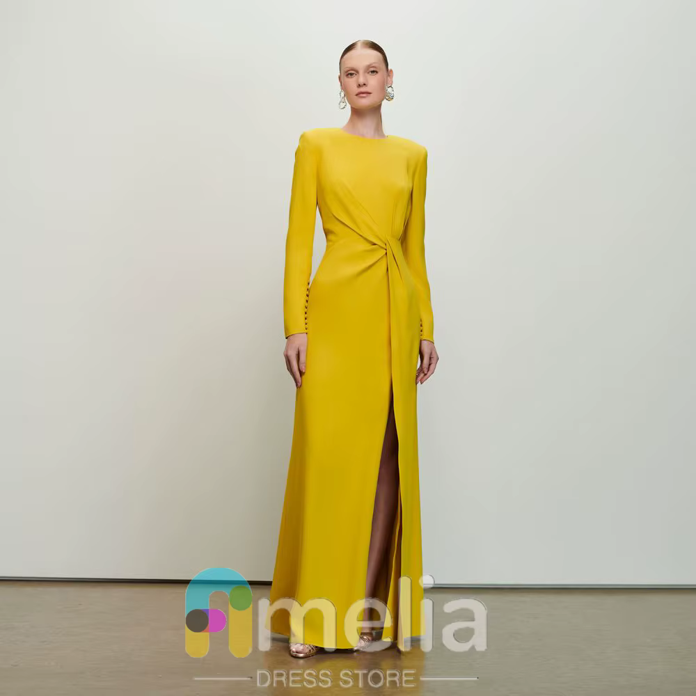 Amelia-Robe de soirée longue à col rond pour femmes