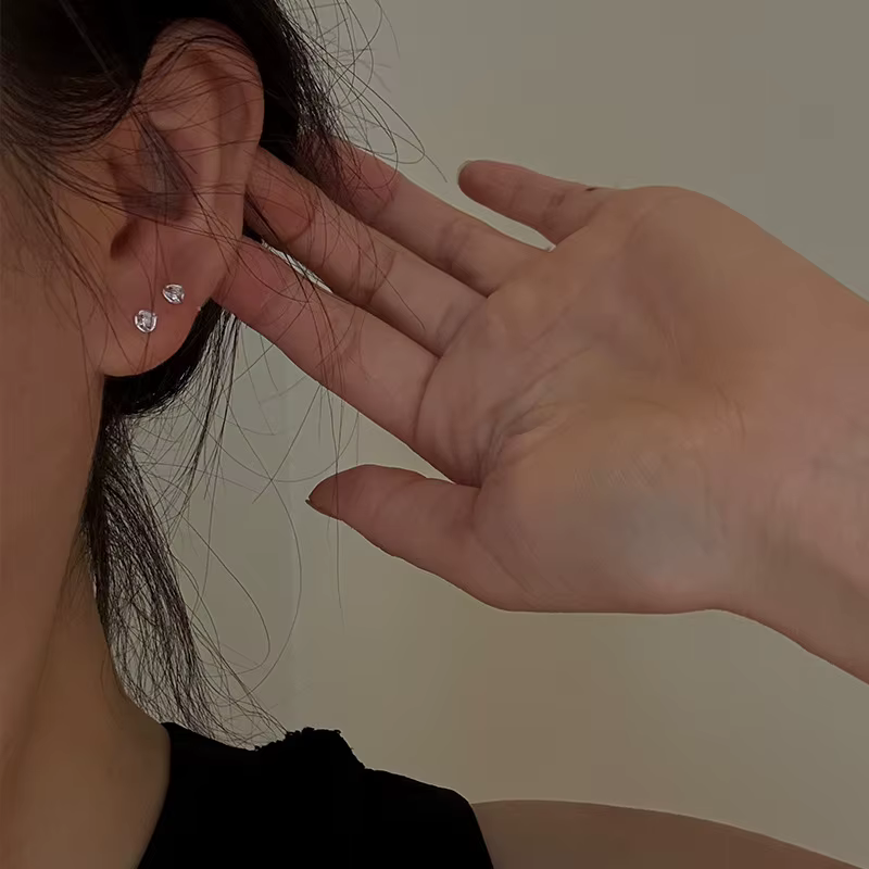 Boucles d'oreilles argent 925 Zircon irrégulier Mini Simple élégant polyvalent femmes