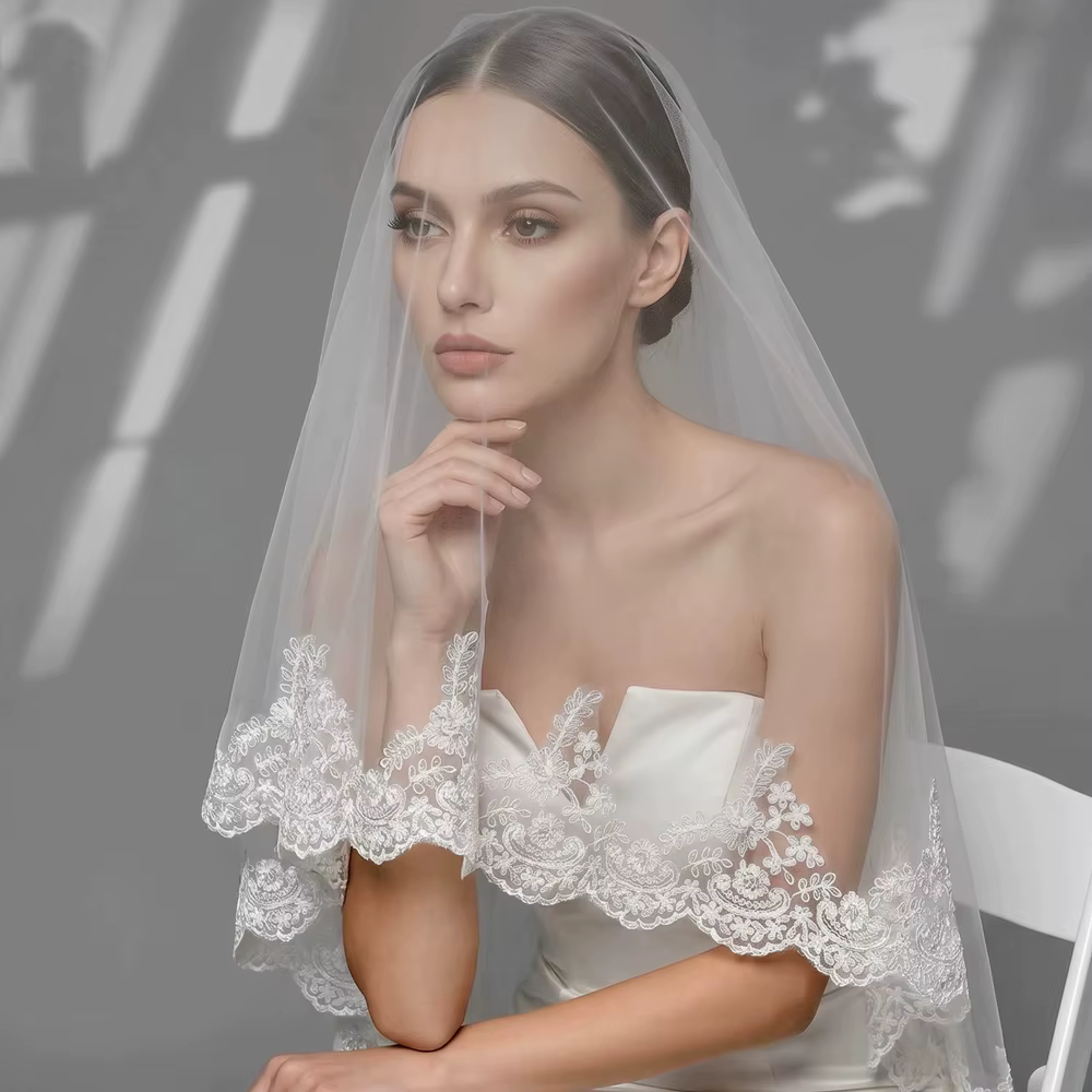 Voile de mariée Mantilla en dentelle intégrale