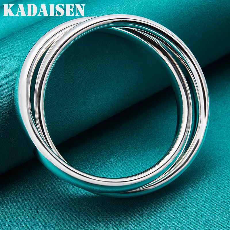 Bracelet à double anneau rond en argent Sterling 925 pour femmes