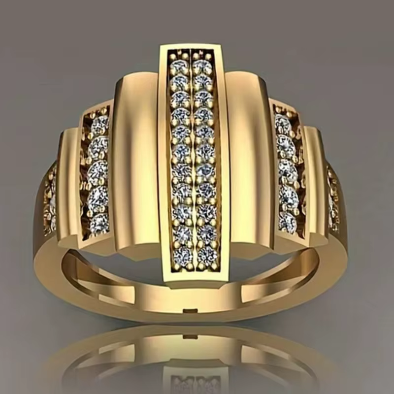 Bague fine en zircone synthétique au design géométrique chic et tendance pour femme