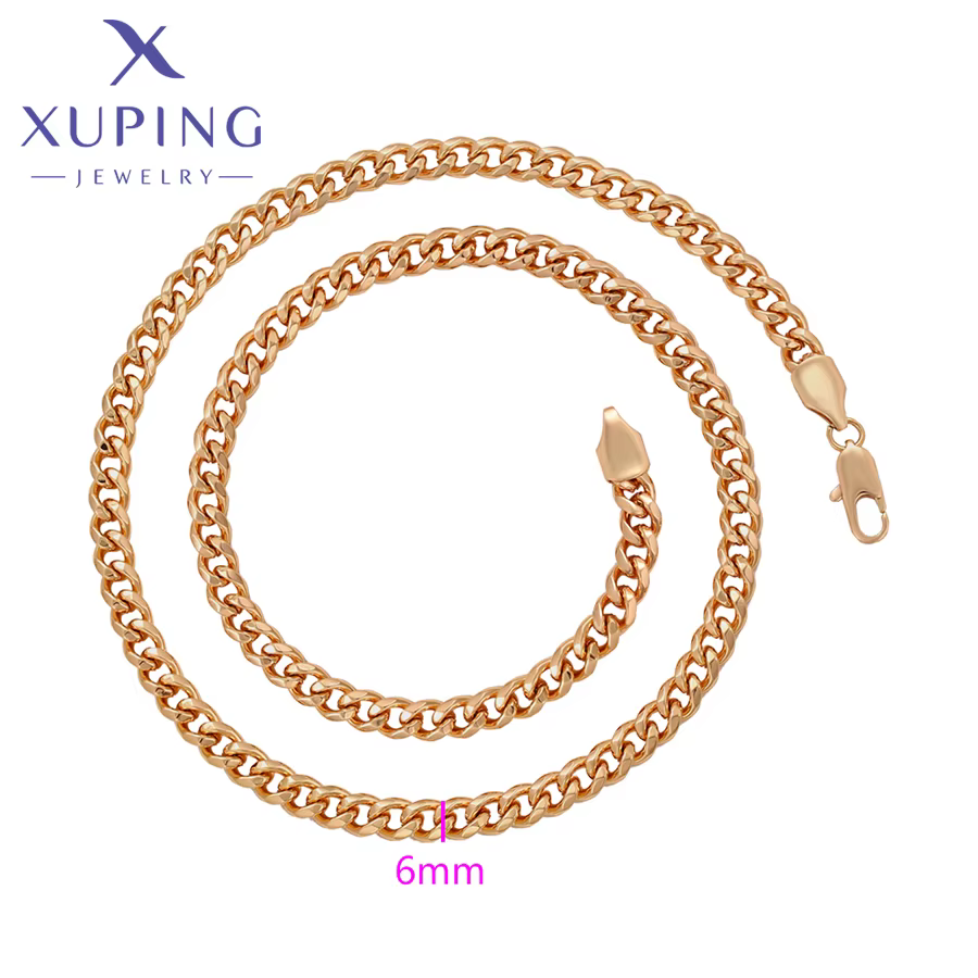 Xuping bijoux nouveauté mode 50 cm couleur or collier pour femme hommes fête de noël souhait cadeaux X000928571
