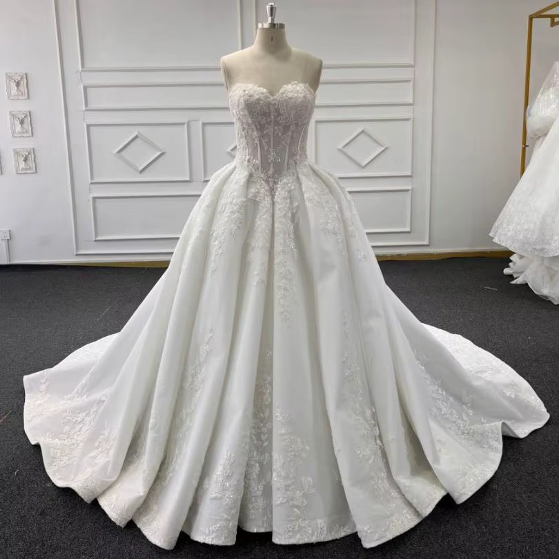 Eslieb-Robe de Mariée Blanche en Dentelle avec Perles Sexy