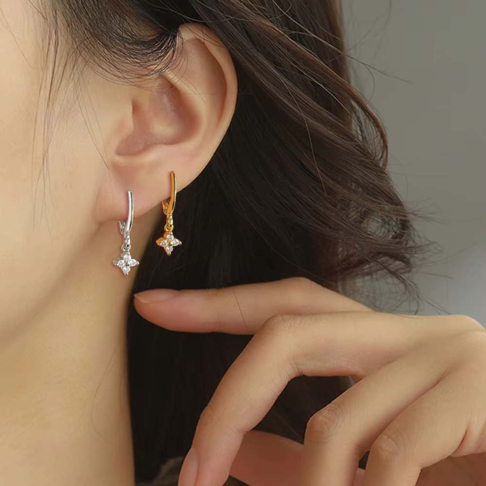 Boucles d'oreilles en forme de feuille en argent Sterling 925 pour femmes