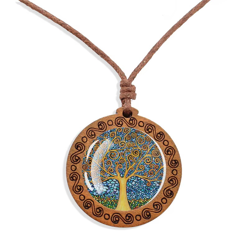 Collier arbre de vie en bois