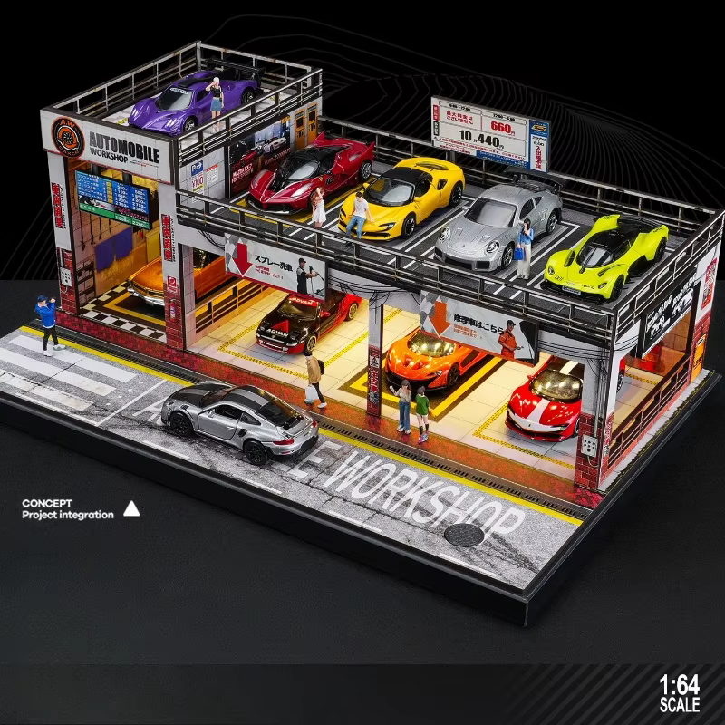 Maquette de garage de simulation style américain 1/64