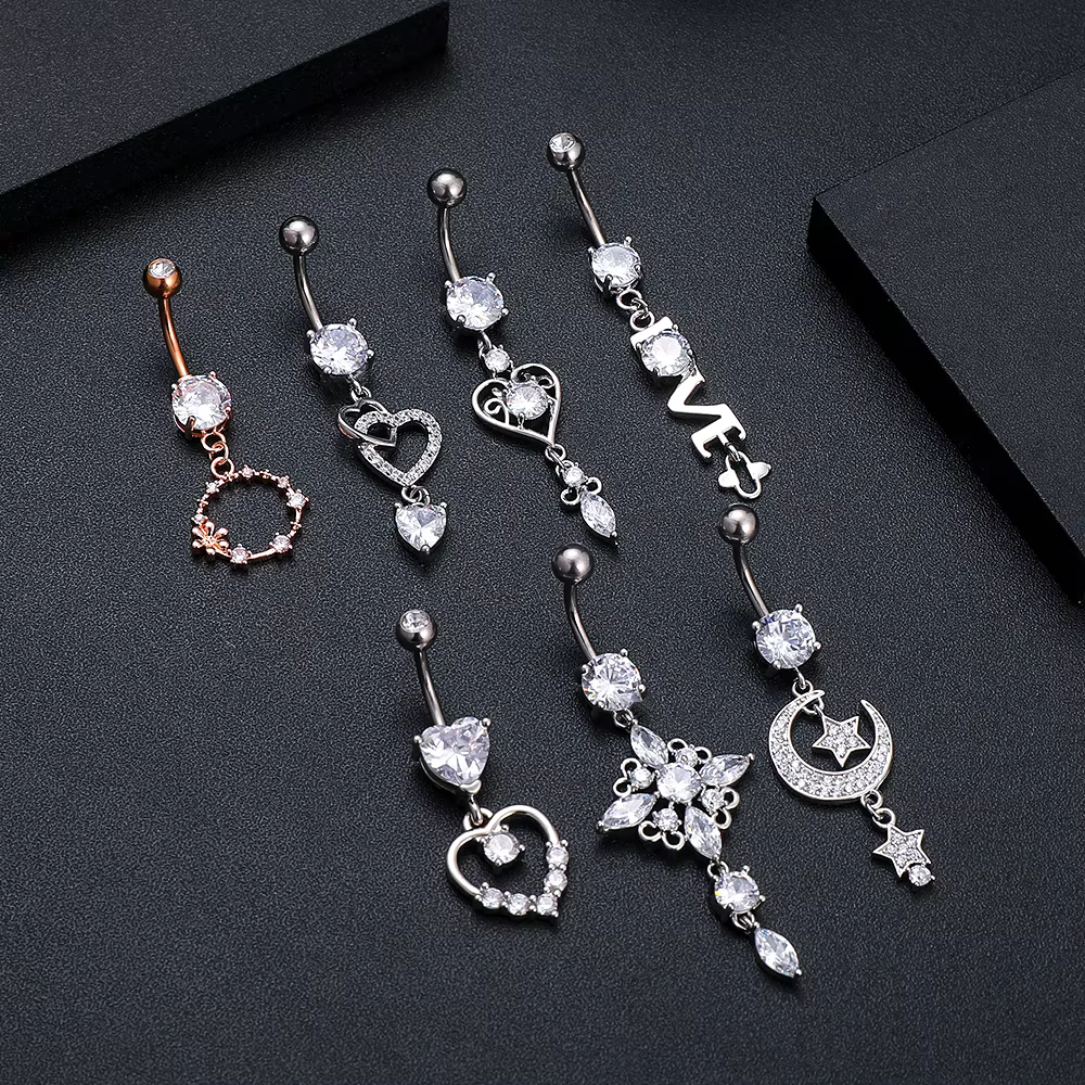 1PC Piercing de nombril long pour femme