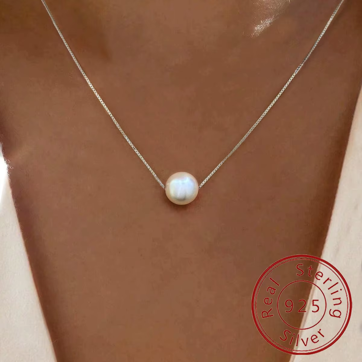 Collier avec pendentif en nacre pour femmes