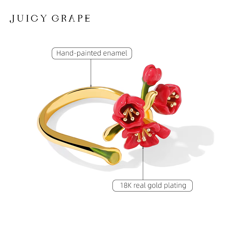 Bague Fleur de Bégonia Rouge JUICY GRAPE pour Femme