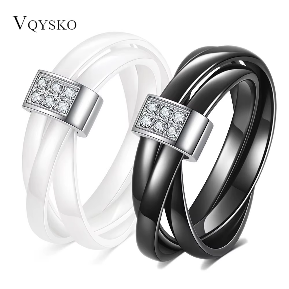 Bague en céramique noire et blanche pour femme, ensemble de phases croisées d'ouverture, bague en acier au titane, bijoux Zunderes, cadeau de fête, nouvelle mode