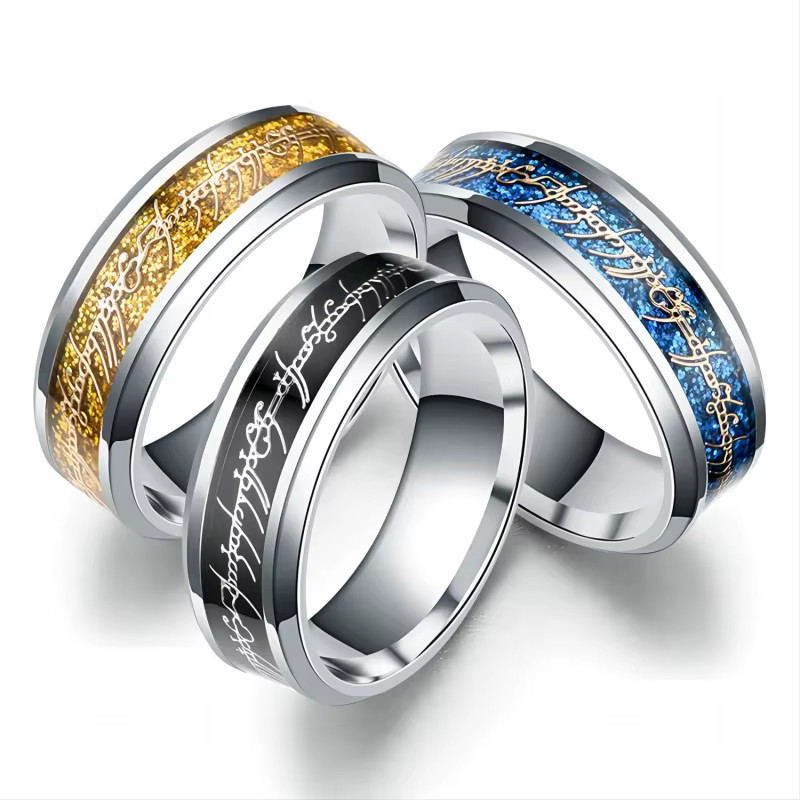 8MM taille 6 -13 plaqué or LOTR seigneur de bague bande de fiançailles de mariage Cocktail mari père cadeaux