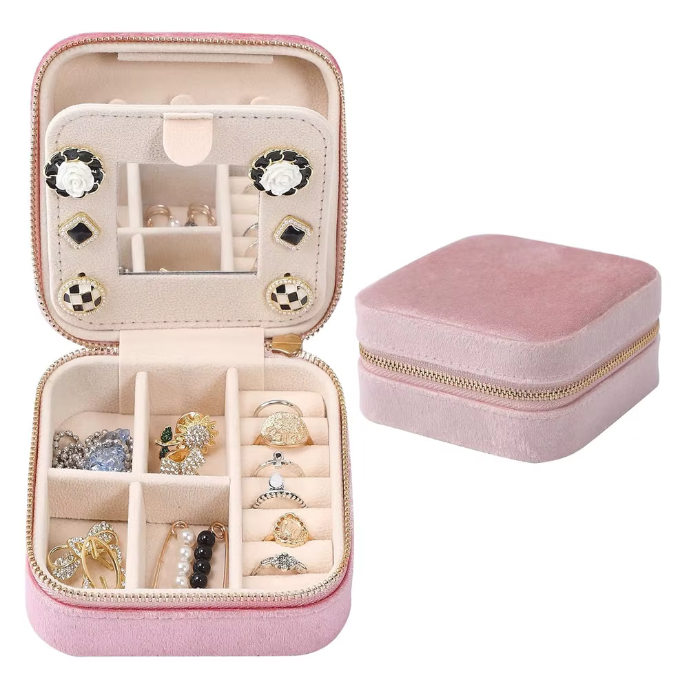 Boîte à bijoux de voyage en velours