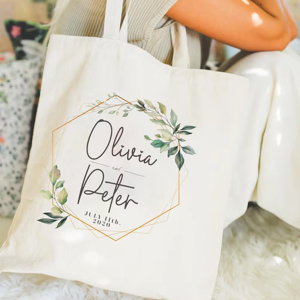 Sacs fourre-tout en toile personnalisés pour cadeaux de mariage