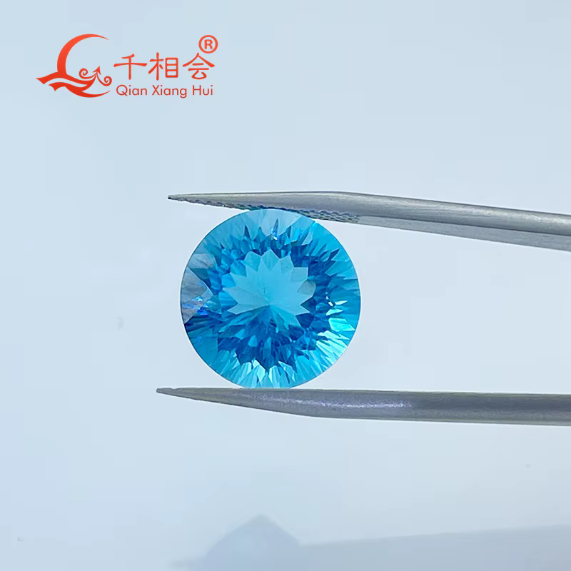 Topaze bleue naturelle de forme ronde de 11