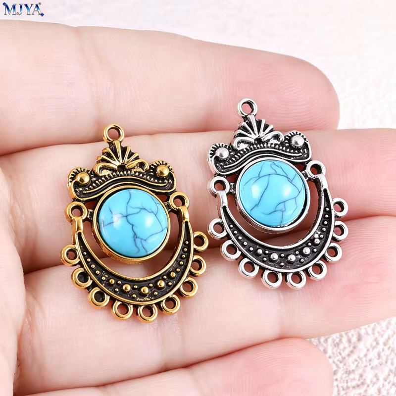 MJYA – connecteurs turquoise vintage