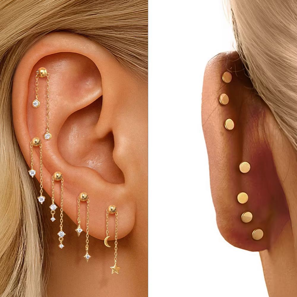 AIDE 1 pièce Piercing 925 en argent Sterling petit Zircon boucle d'oreille pour les femmes tendance oreille Cartilage