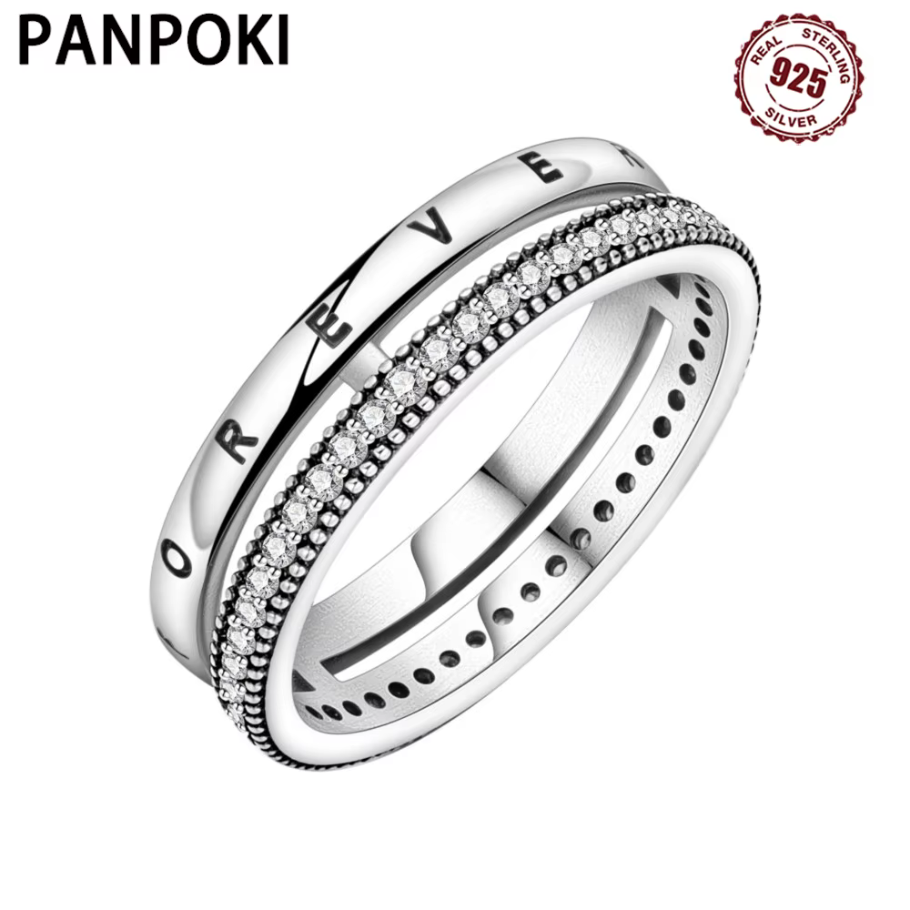 PANPOKI S925 argent Sterling pour toujours bague éternelle