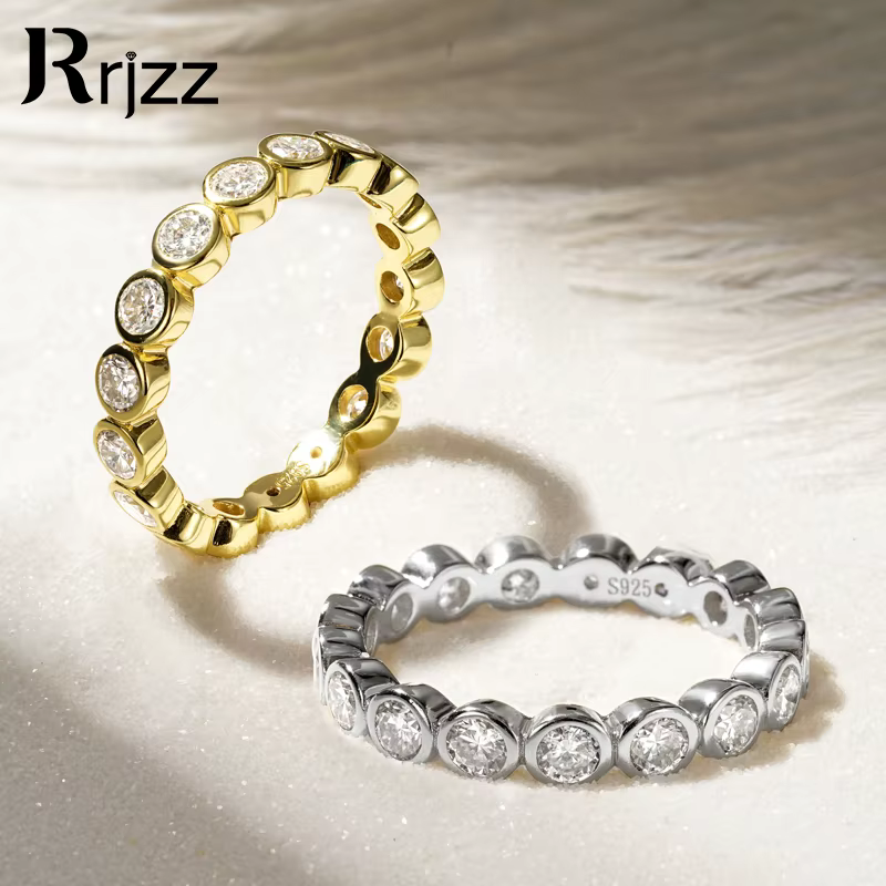 Bague d'éternité Rrjzz sertie de moissanite couleur D de 3 mm