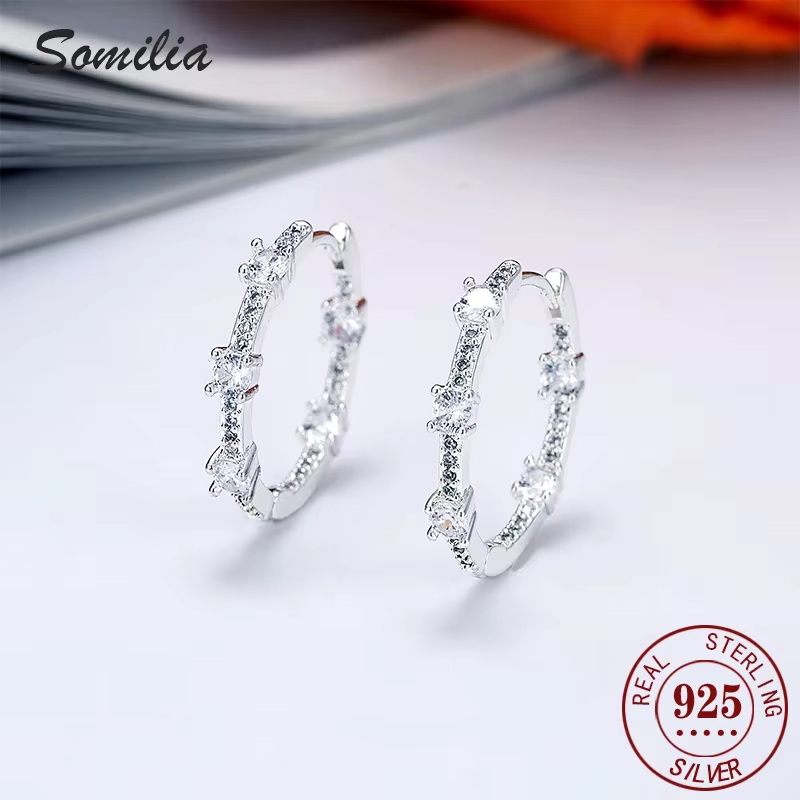 SOMILIA - Boucles d'oreilles pendantes rondes en argent sterling 925 avec inscription « infinite love », bijoux exquis pour femmes -2