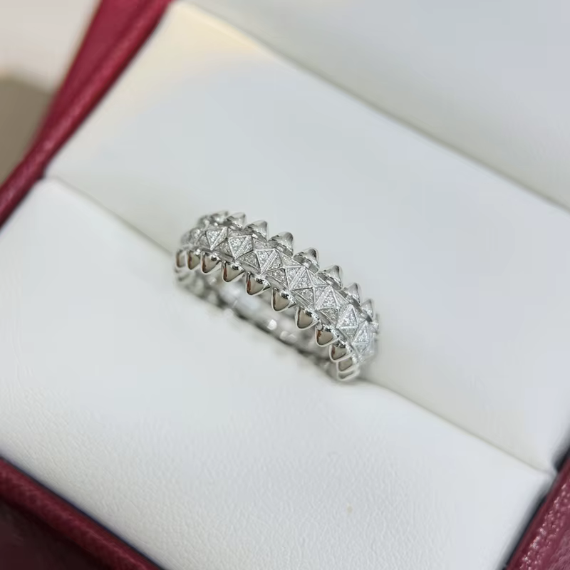 Bague de luxe en argent Sterling 925 véritable pour femmes, Rivets, pyramide, Triangle, balle, Micro Zircon, accessoires de marque Fine, bijoux