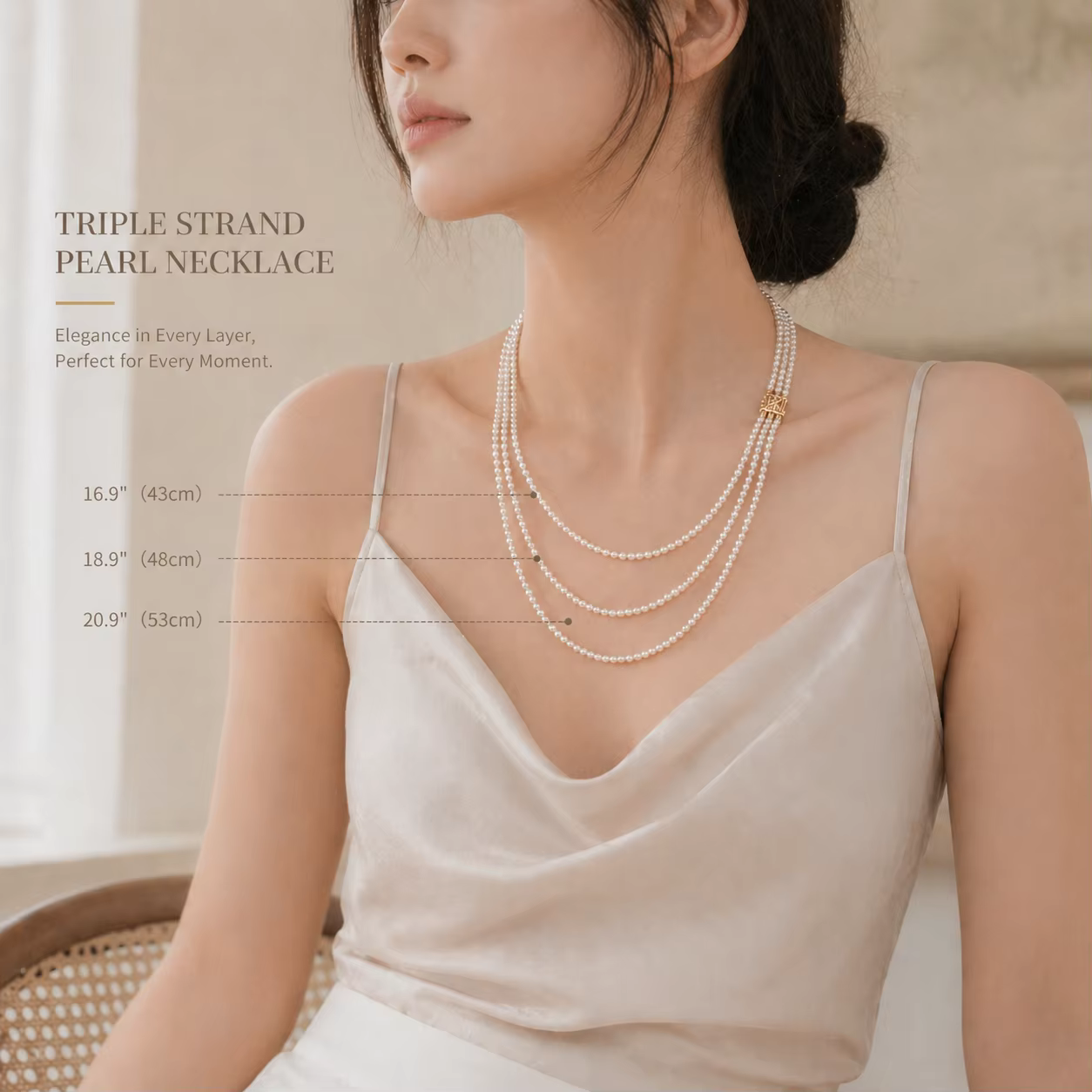 Collier de perles d'eau douce naturelles Mareora 3-4 mm
