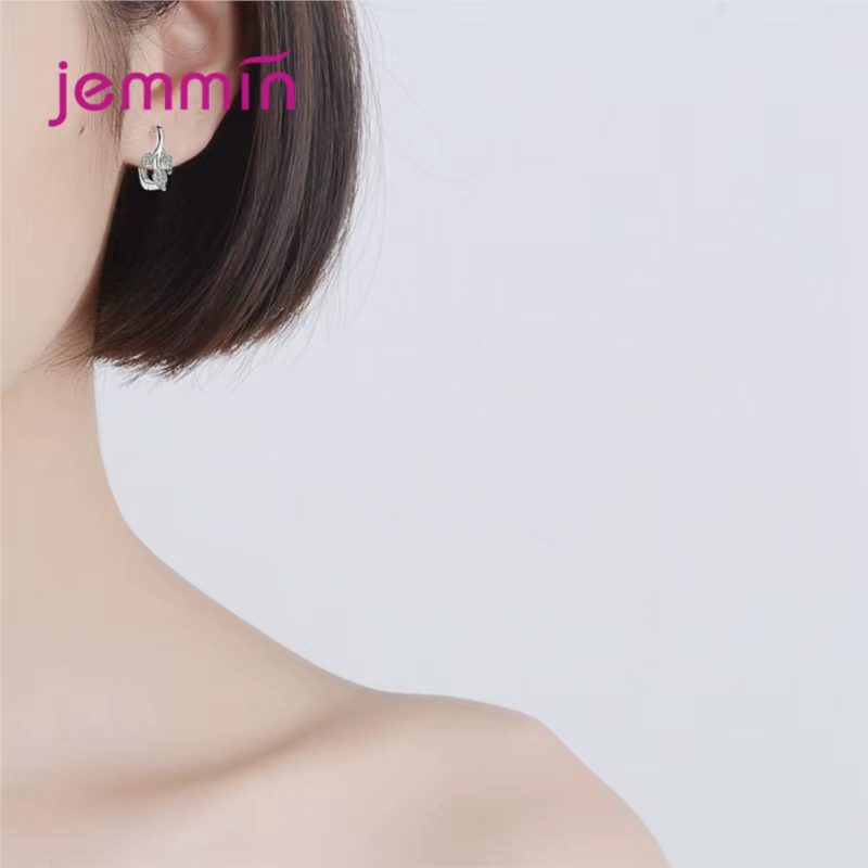 Boucles d'oreilles créoles en argent sterling 925 avec cristal autrichien et zircon transparent