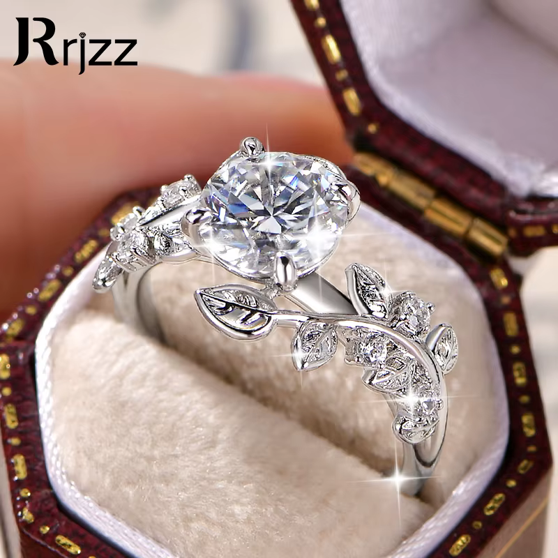 Bague de fiançailles Rrjzz Solitaire 2CT en moissanite ronde taille D couleur VVS1