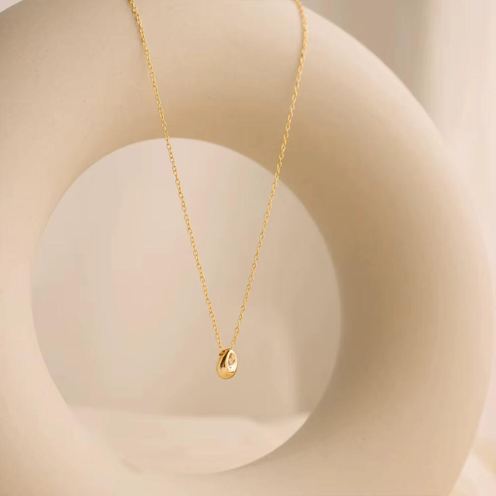 Collier pendentif goutte d'eau en acier inoxydable plaqué or pour femme EManco