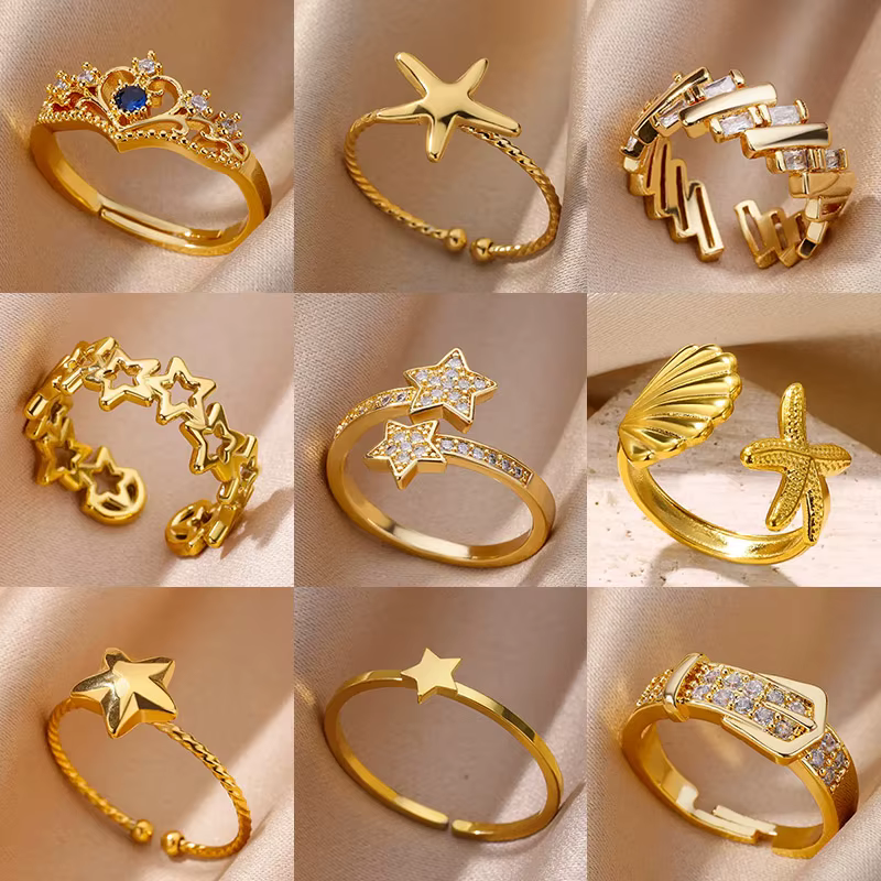 Bagues Double étoile en Zircon pour femmes
