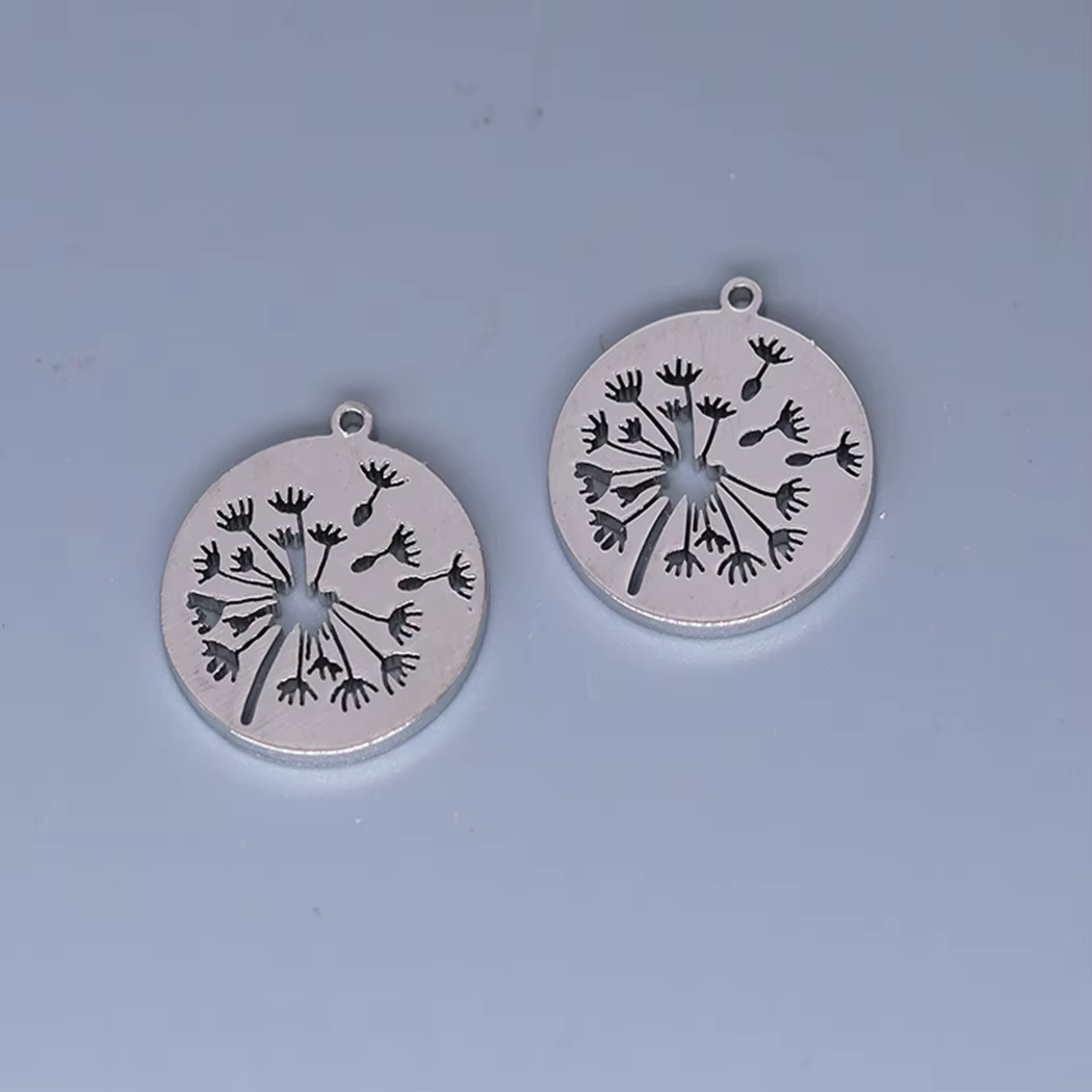 3 pièces chanceux souhaitant pissenlit bricolage boucles d'oreilles collier breloques femmes amulette ronde plante meilleurs vœux pendentif en acier inoxydable bijoux
