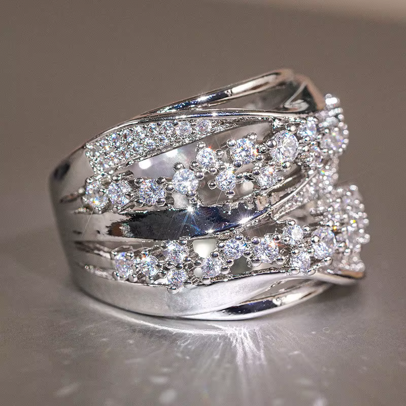 Bague en argent Sterling 925 scintillante avec zircone cubique pour femmes