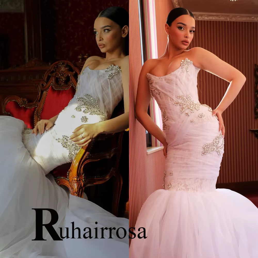 Ruhair mode sirène robes De mariée dentelle Appliques strass Corset chérie robe