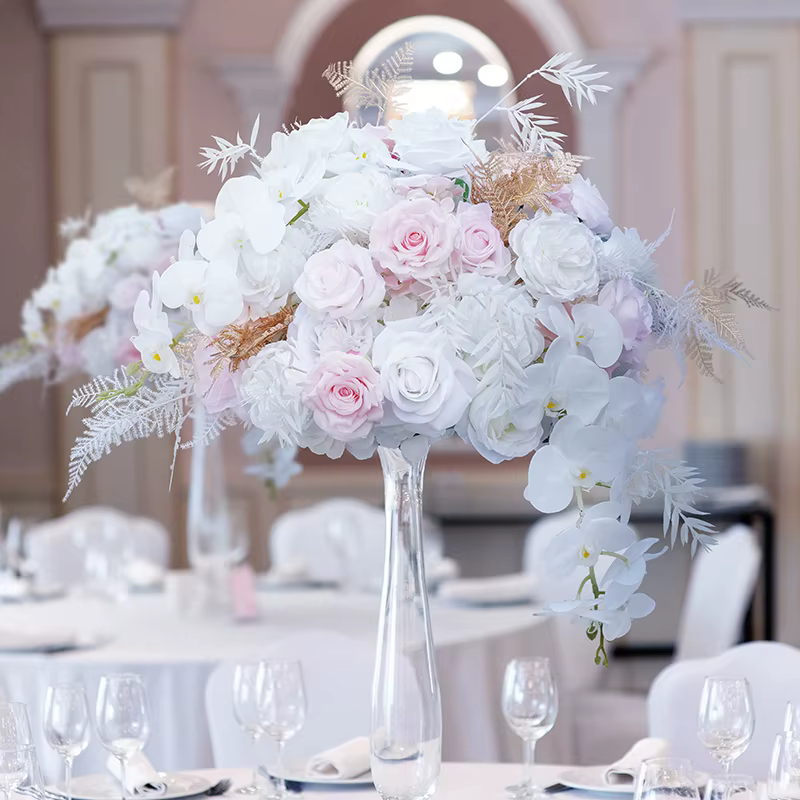 A8130 feuilles d'or Rose orchidée centres de Table de mariage boule de fleur