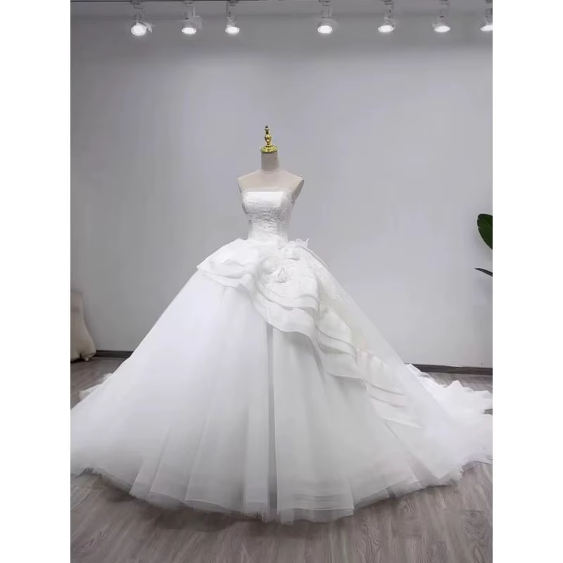 Robe de mariée française sans bretelles