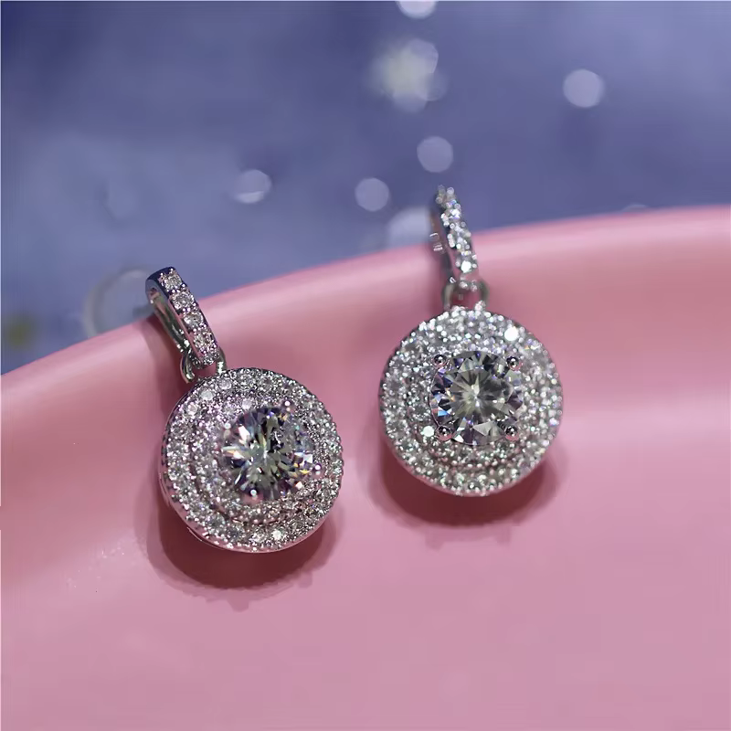 Boucles d'oreilles de luxe en argent regardé 925 pour femmes