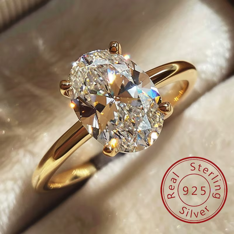Bague en argent Sterling 925 en Zircon 1-8CT