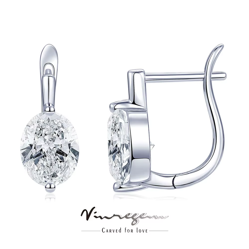 Boucles d'oreilles clous en argent sterling 925 avec diamants en moissanite véritable de 2 carats