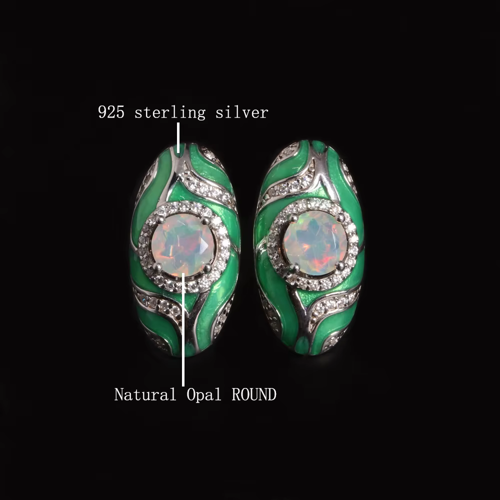 Boucles d'oreilles en argent 925 avec opale naturelle