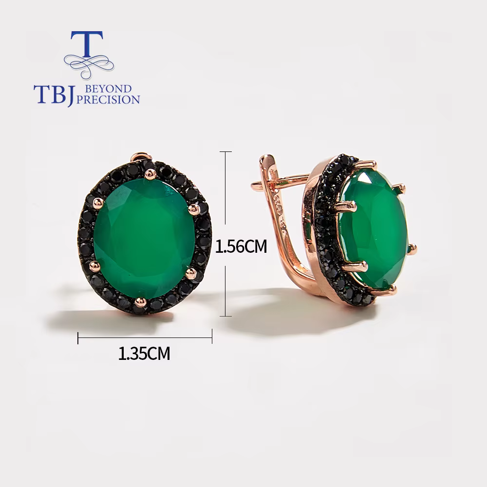 Boucles d'oreilles en agate verte naturelle pour femmes