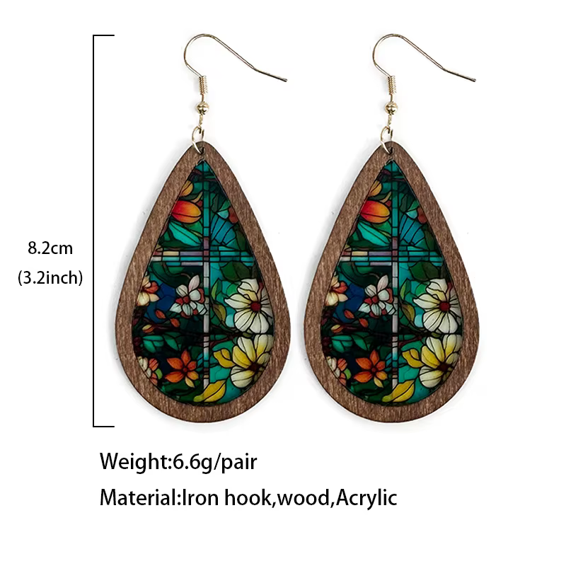 Boucles d'oreilles en mosaïque de verre coloré pour femmes